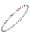Zancan Insigna Men's Bracelet in 925 Silver and Rose Gold with Black Diamonds