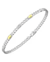 Bracciale da Uomo Zancan Insigna 925 in Argento e Oro Giallo con Maglia Groumette e Diamanti Bianchi