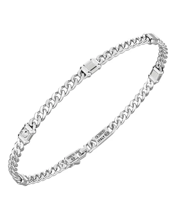 Bracelet pour homme Zancan Insigna en argent 925 avec diamant blanc et maillon à œillet