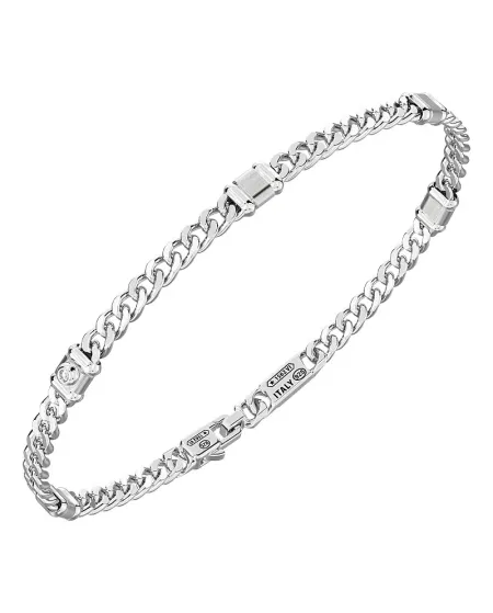 Bracciale da Uomo Zancan Insigna 925 in Argento con Diamante Bianco e Maglia Groumette