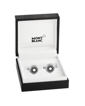 Montblanc Star cufflinks in steel with sunray pattern and mother-of-pearl emblem