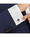 Boutons de manchette Montblanc Star en acier à motif soleil et emblème en nacre