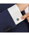 Montblanc Star cufflinks in steel with sunray pattern and mother-of-pearl emblem