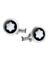 Boutons de manchette Montblanc Star en acier avec incrustation PVD noire et emblème en nacre