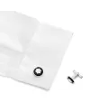Boutons de manchette Montblanc Star en acier avec incrustation PVD noire et emblème en nacre