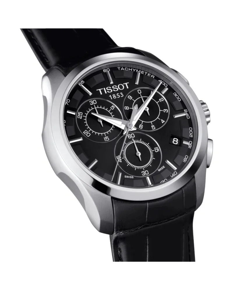 Orologio Tissot Couturier Chronograph con Quadrante Nero e cinturino in  Pelle | Gioielleria Casella | Orologi al quarzo