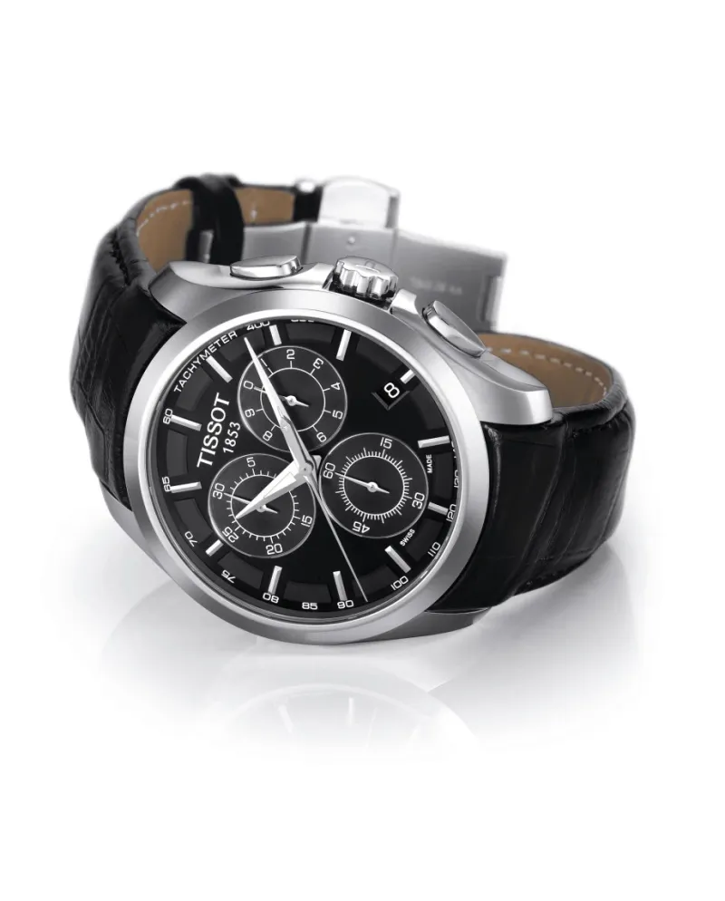 Orologio Tissot Couturier Chronograph con Quadrante Nero e cinturino in  Pelle | Gioielleria Casella | Orologi al quarzo