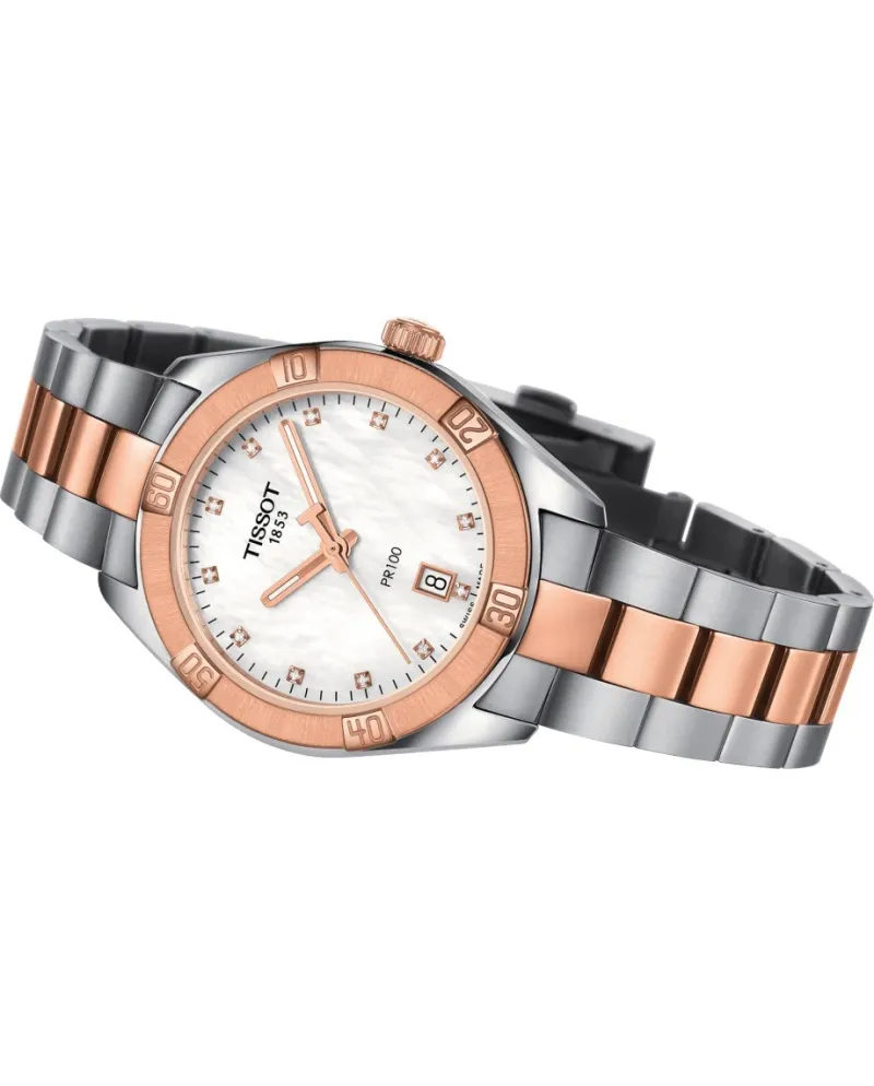 Orologio Tissot PR 100 Sport Chic con Diamanti e Quadrante in Madreperla  Bianca e Acciaio in Pvd Oro Rosa | Gioielleria Casella | Orologi al quarzo