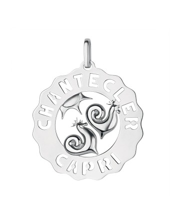 Chantecler Capri pendant with roosters and sun in silver