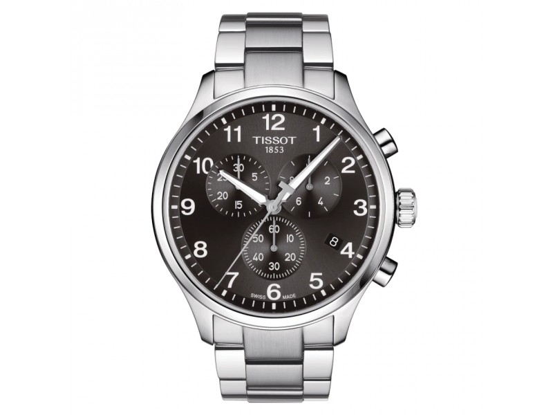 Tissot Chrono XL Classic Watch with Black Dial and Steel Bracelet