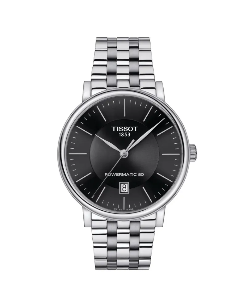 Orologio Tissot Carson Premium Powermatic 80 con Quadrante Nero e Bracciale  in Acciaio | Gioielleria Casella | Orologi automatici