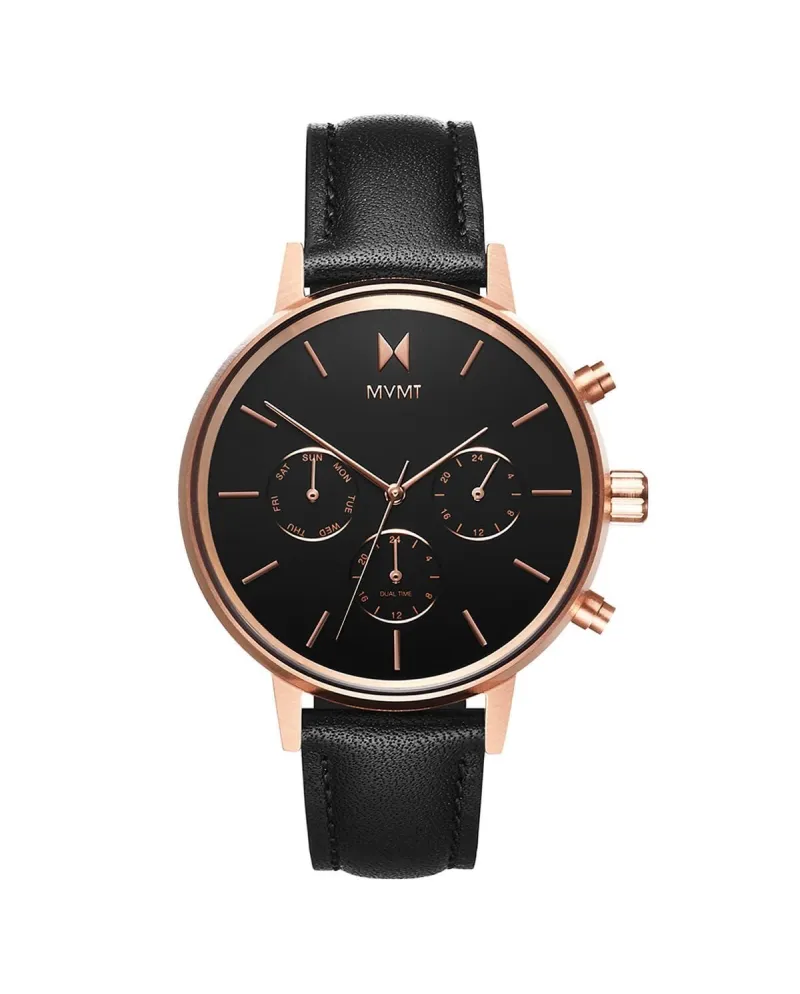 Orologio da Donna MVMT Nova Vela con Quadrante Nero e Cinturino in Pelle  Nero | Gioielleria Casella | Orologi al quarzo