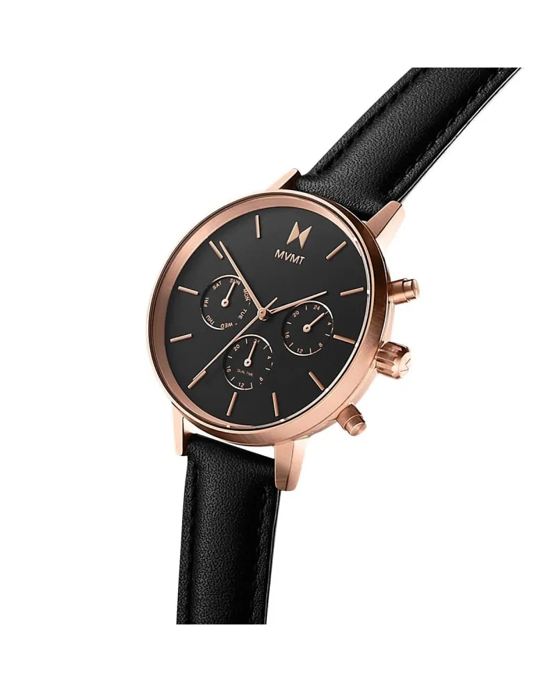 Orologio da Donna MVMT Nova Vela con Quadrante Nero e Cinturino in Pelle  Nero | Gioielleria Casella | Orologi al quarzo