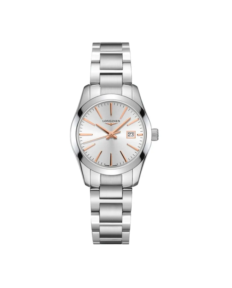 Montre Longines Conquest Classic pour femme, cadran argenté et bracelet en acier