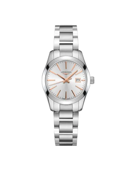 Montre Longines Conquest Classic pour femme, cadran argenté et bracelet en acier