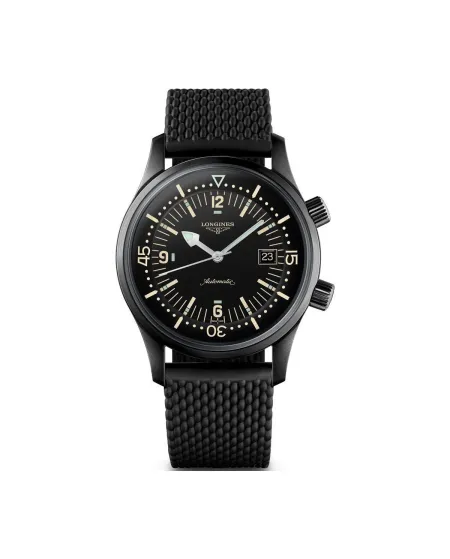 La montre Longines Legend Diver PVD noir avec bracelet en caoutchouc