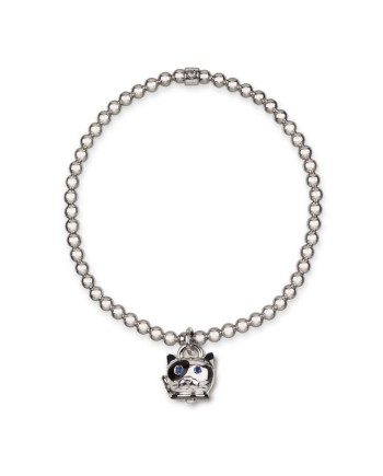 Bracciale Chantecler Capri Et Voilà Animalier Campanella Gatto smalto e Zaffiri blu