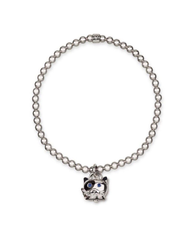 Bracciale Chantecler Capri Et Voilà Animalier Campanella Gatto smalto e Zaffiri blu