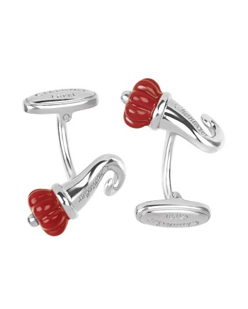 Boutons de manchette Chantecler Et Voilà Cornetto en argent et émail rouge