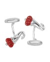 Boutons de manchette Chantecler Et Voilà Cornetto en argent et émail rouge