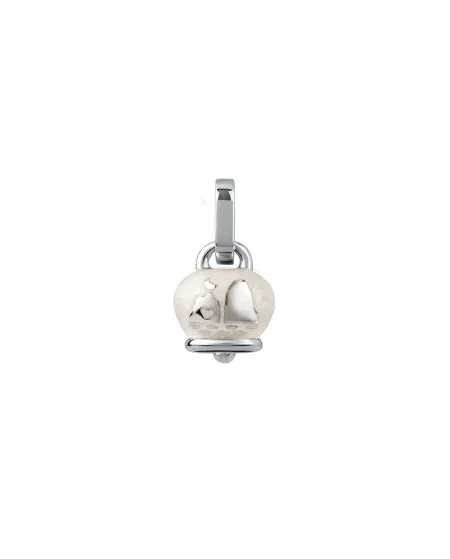 Ciondolo Chantecler Campanella Micro Et Voilà con Faraglioni in Argento e Smalto Bianco Perlato