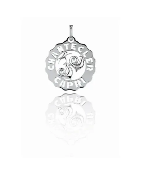 Chantecler Et Voilà Small Rooster and Sun Pendant in Silver
