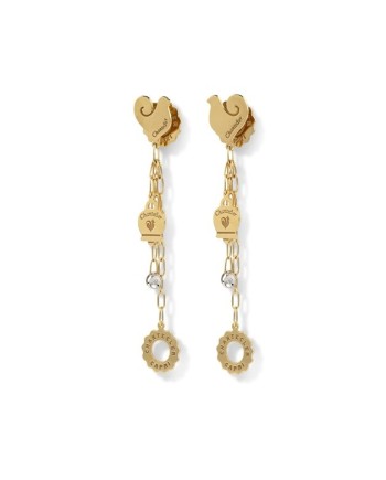 Chantecler Anima Pendant Earrings with Symbols in Yellow Gold and Diamonds
