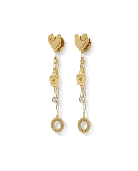 Boucles d'oreilles pendantes Chantecler Anima avec symboles en or jaune et diamants