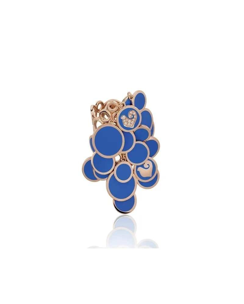 Bague Chantecler Cascade Paillettes en or rose, diamants et émail bleu Capri