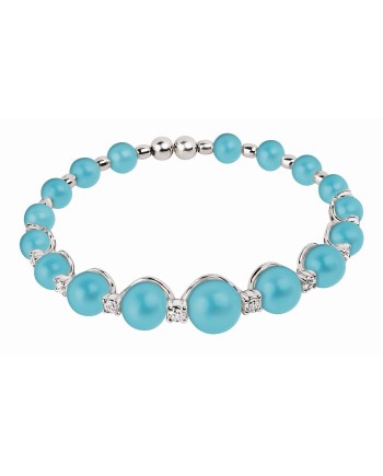 Bracciale Chantecler Cherie in Oro Bianco, Diamanti e Sfere di Turchese