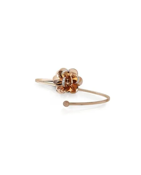Chantecler Paillettes Medium Flower Bracelet in Rose Gold and Diamonds