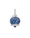 Moyen Pendentif Chantecler Campanelle en Or Blanc et Bruni, Pavé de Diamants et de Saphirs Bleus