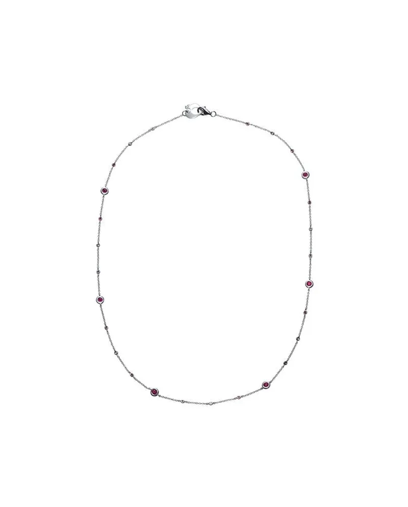 Collana Chantecler Capri Oro Bianco, Diamanti Bianchi e Rubini