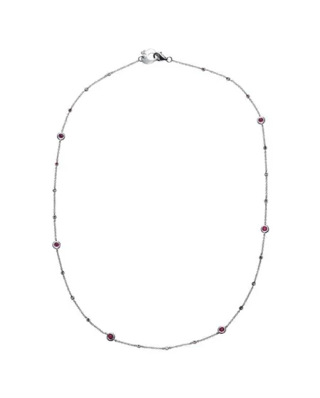 Collana Chantecler Capri Oro Bianco, Diamanti Bianchi e Rubini