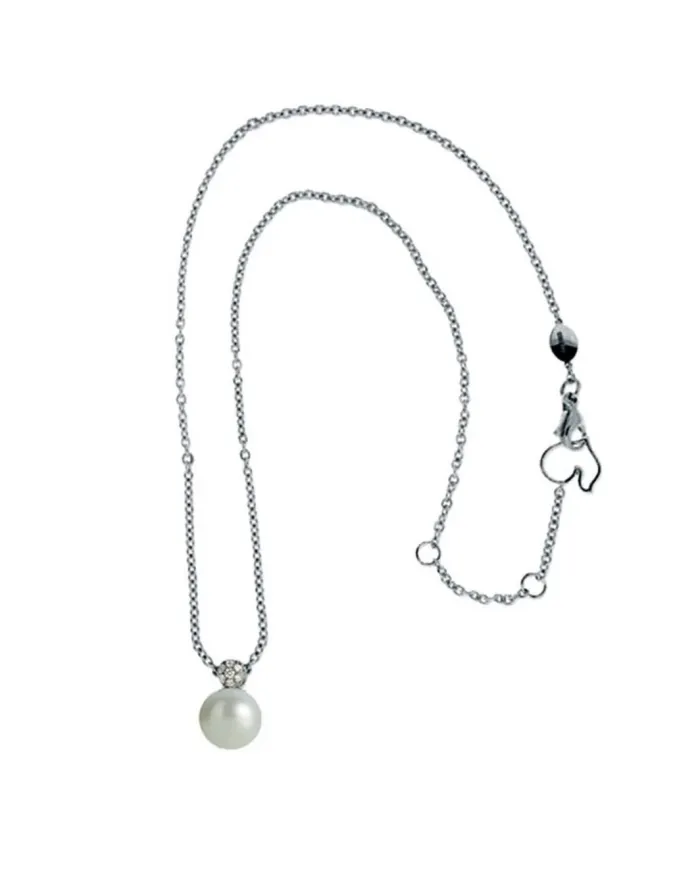 Collana Chantecler Bon Bon in Oro Bianco, Diamanti e Perla Fwp