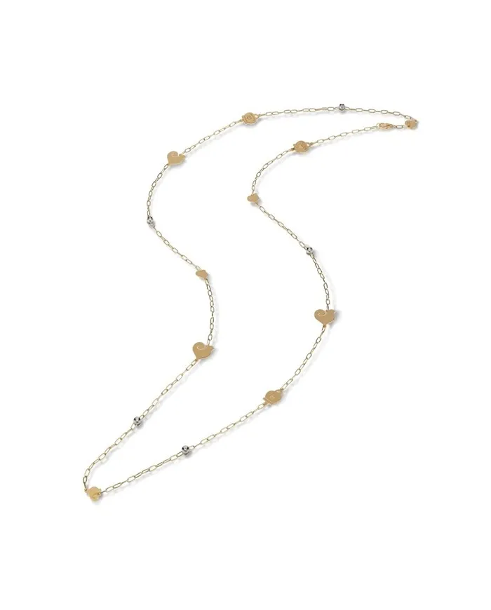 Chantecler Anima Necklace with Rooster Symbols and Bell in Yellow Gold and Diamonds 80 cm