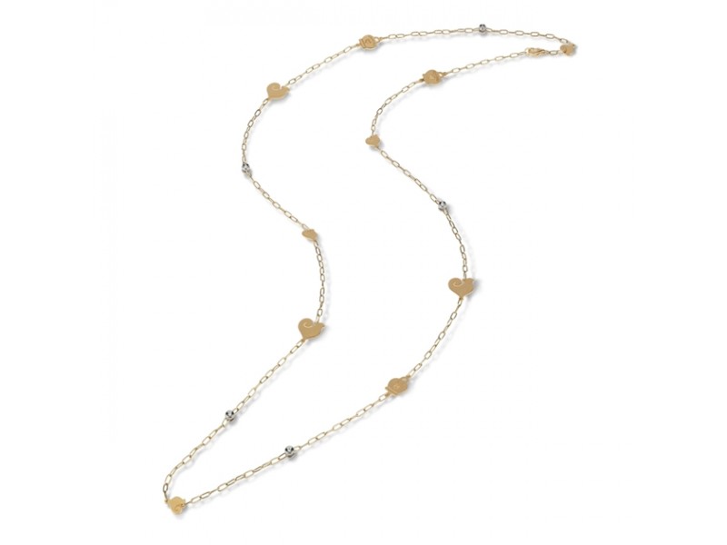 Collana Chantecler Anima con Simboli Galli e Campana in Oro Giallo e Diamanti 80 cm