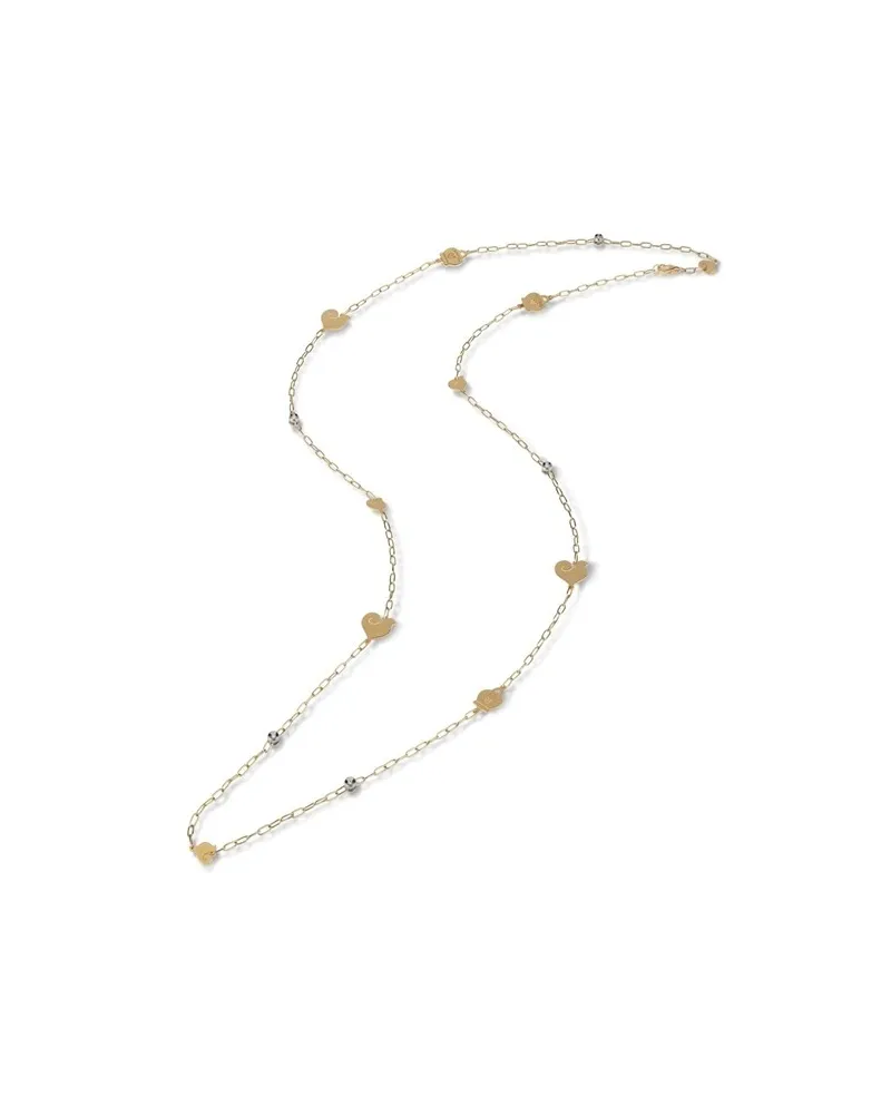 Collana Chantecler Anima con Simboli Galli e Campana in Oro Giallo e Diamanti 80 cm