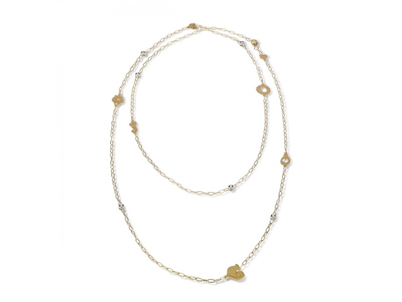 Collana Chantecler Anima con Simboli in Oro Giallo e Diamanti 100 cm
