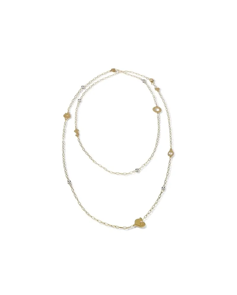 Collier Chantecler Anima avec symboles en or jaune et diamants 100 cm