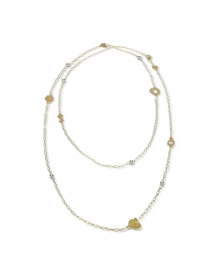 Collier Chantecler Anima avec symboles en or jaune et diamants 100 cm