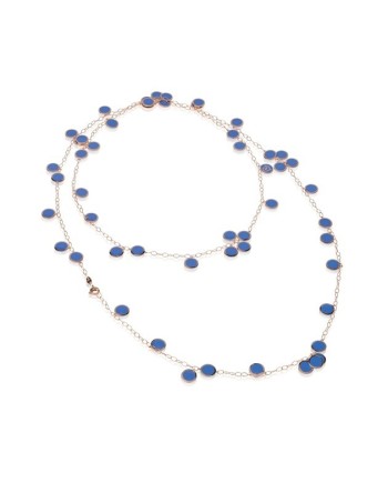 Collana Chantecler Paillettes in Oro Rosa e Smalto Azzurro Capri