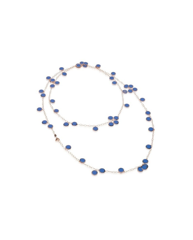 Collana Chantecler Paillettes in Oro Rosa e Smalto Azzurro Capri