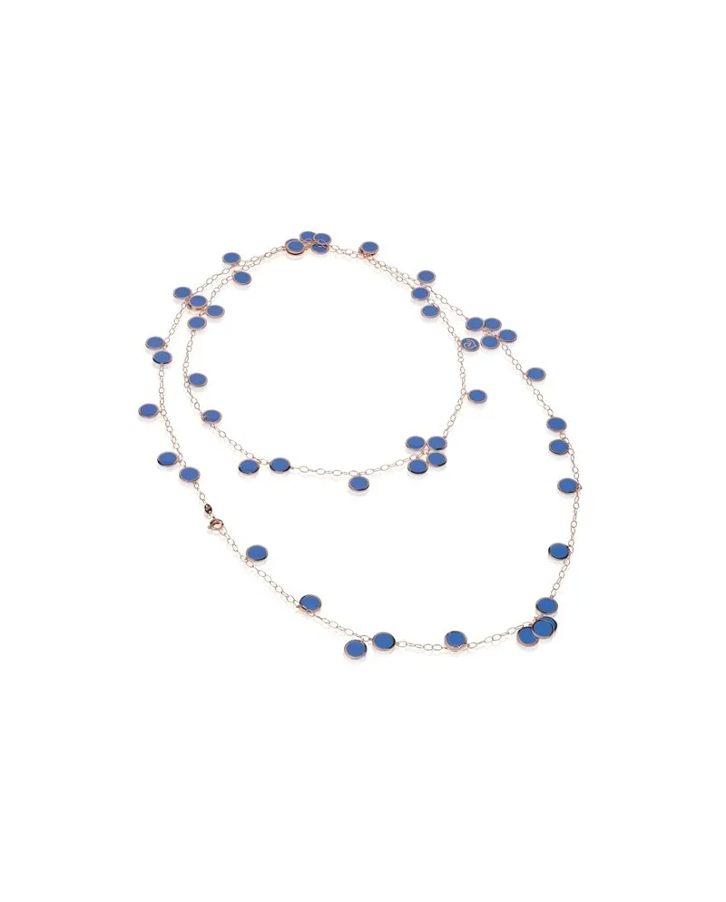 Collana Chantecler Paillettes in Oro Rosa e Smalto Azzurro Capri