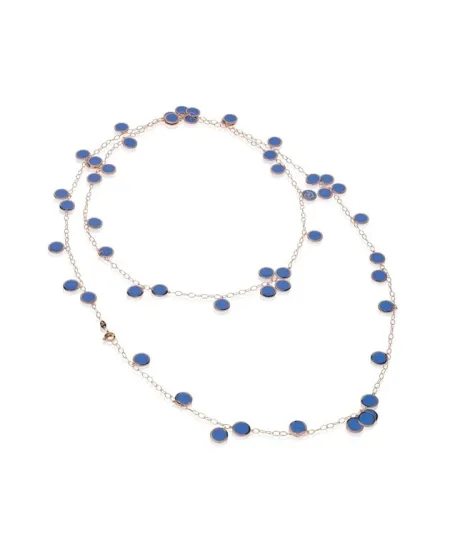 Chantecler Paillettes Necklace in Rose Gold and Capri Blue Enamel