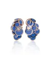 Boucles d'oreilles Chantecler en or rose, diamants blancs et émail bleu Capri à paillettes en cascade