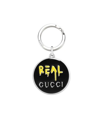Gucci Ghost Keychain in Silver with Black and Yellow Enamel
