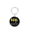Gucci Ghost Keychain in Silver with Black and Yellow Enamel