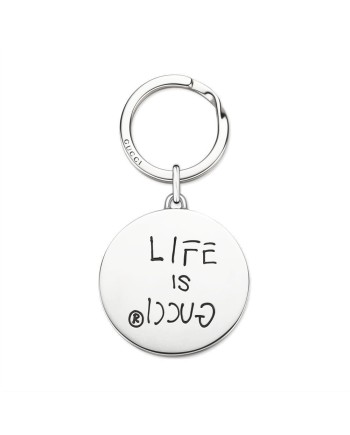 Porte-clés Gucci Ghost argenté avec émail noir et jaune