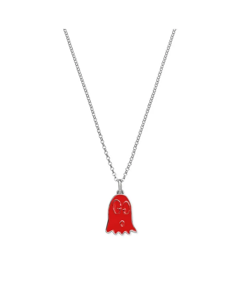 Collana Gucci Ghost con Ciondolo a Forma di Fantasma in Argento e Smalto  Rosso | Gioielleria Casella | Collane